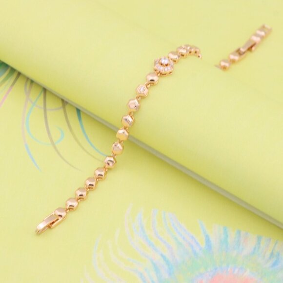 "Hexagon Rose Gold Bracelet with Crystal Detail, XPBL0980 - Picture 2 of 12